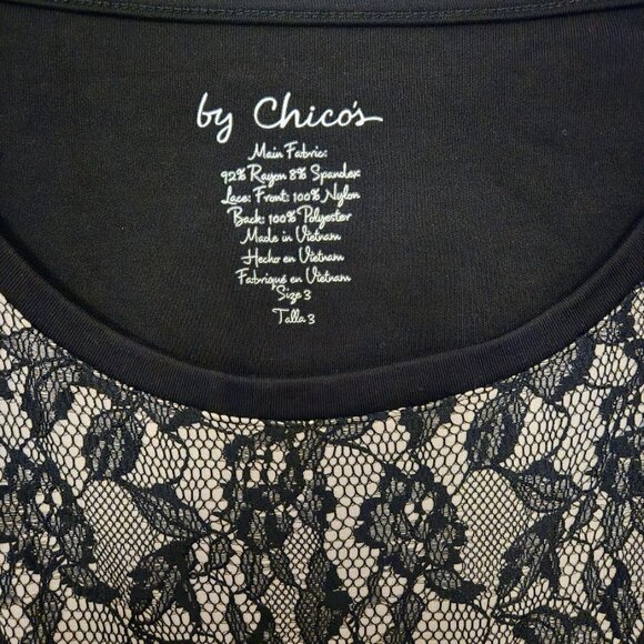 Chico's L/S black sweater top‎ with lace front NWOT Size 3/XL - Picture 3 of 4